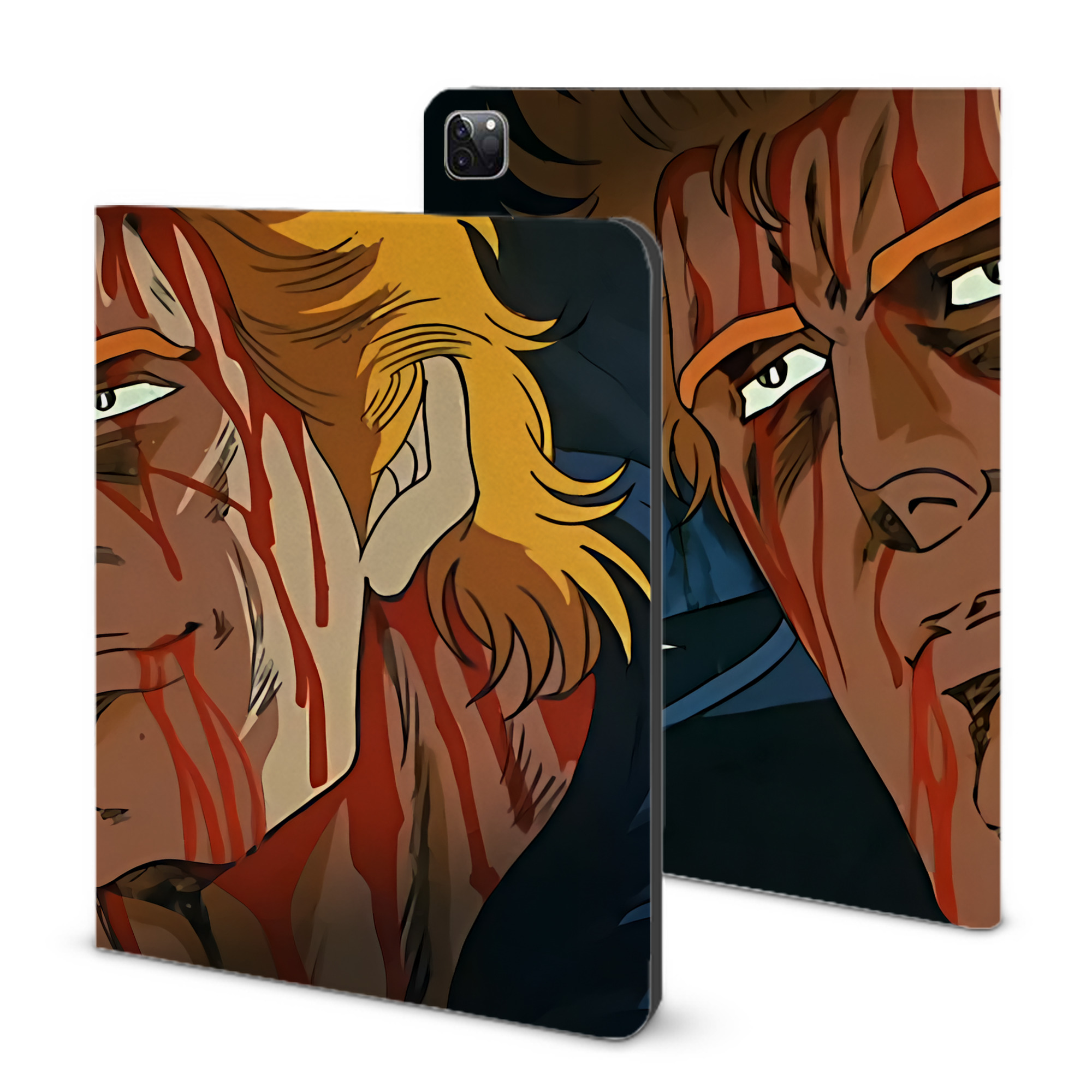 （画像用） 北斗の拳 Fist of the North Star IPad ケース ブック型 PUレザー TPU 耐衝撃 軽量 薄型 ペン収納なし 全面保護 IPad 各モデル対応